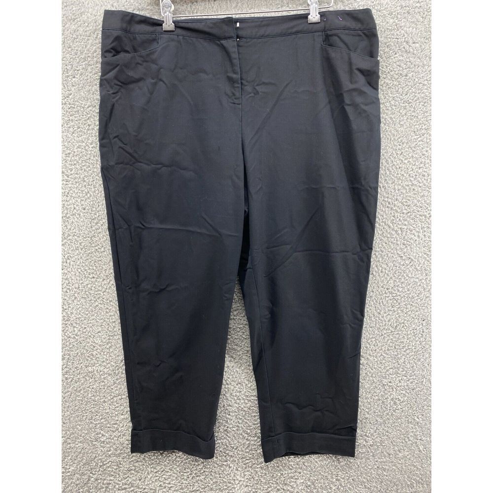 Lane Bryant Women's Size 22 Black High Rise Casual Cropped Cuff Dress Pants READ